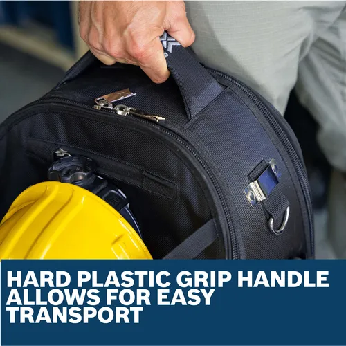 Features/Claims image of Bosch BACKPACK L-BOXX Contractor Backpack with application.