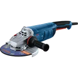 Bosch GWS22-230J 9 In. Angle Grinder shown in a dynamic view on white background.