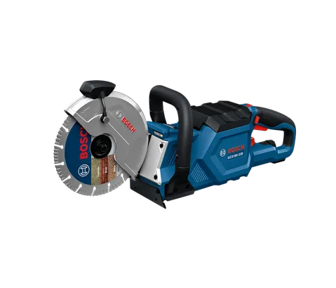 Product Image Dynamic of Bosch GCS18V-230N 18V Brushless 9 In. Cutoff Saw (Bare Tool) on a white background.