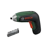 Product Image Dynamic of Bosch IXO 4V Max Screwdriver and Bits Set on a white background.