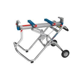 Product Image Dynamic of Bosch T4B Gravity-Rise Miter Saw Stand with Wheels on a white background.
