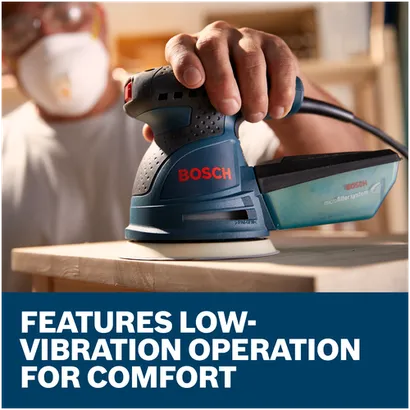 Features/Claims image of Bosch ROS20VSC 5 In. Palm Random Orbit Sander/Polisher with applications.