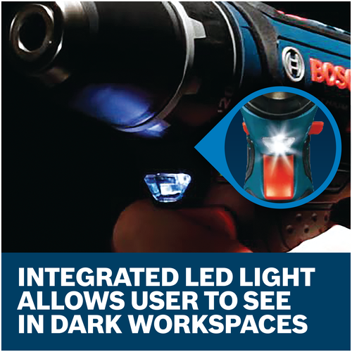Features/Claims image of Bosch PS31-2A 12V Max 3/8 In. Drill/Driver Kit with applications and text on blue background.
