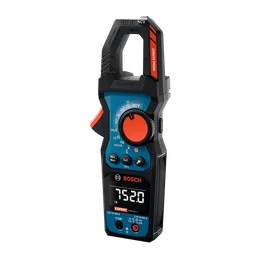 Product Image Dynamic of Bosch EXMC600-17 True RMS Clamp Meter on a white background.