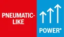 "PNEUMATIC-LIKE POWER" shown in a split red and blue graphic icon.