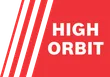 "HIGH ORBIT" displayed in white text in a red banner with diagonal white stripes.