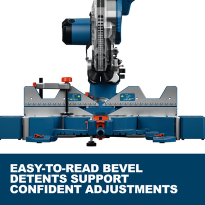 Web Image of Bosch GCM340-305D 12 In. Dual-Bevel Slide Miter Saw with features and applications.