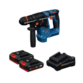 Product Image Dynamic of Bosch GBH18V-18XB22 SDS-PLUS® ONECHUCK Rotary Hammer Kit on a white background.