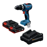 Dynamic Image of Bosch GSR18V-52B22 18V Drill/Driver Kit with Batteries and Charger.