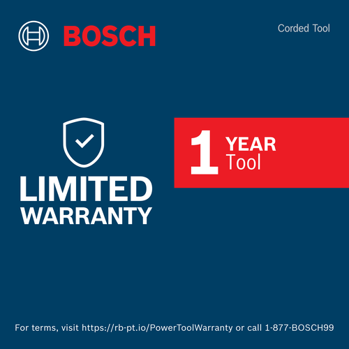 Warranty Image of Bosch GRS18V-330 18V 1/2 In. Right Angle Impact Wrench on a blue background.