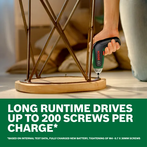 Web Image of Bosch IXO 4V Max Screwdriver being used by a homemaker in a living room.