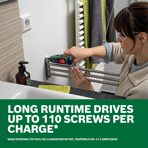 Web Image of Bosch PSR-SELECT 4V Max Multi-Bit Screwdriver with features and application.