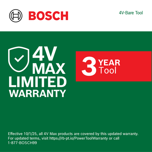 Warranty Image of Bosch TAYDO 4V Max Cleaning Brush on a green background.