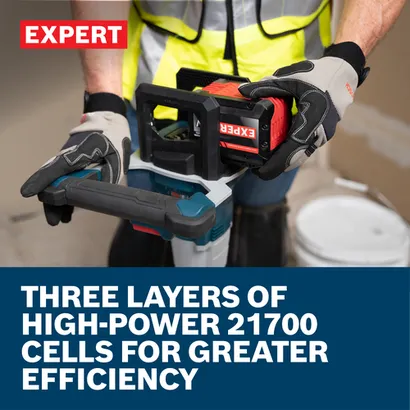 Web Image of Bosch GXS18V-28N115X EXPERT 18V 15 Ah Battery & Charger Kit with application and features.