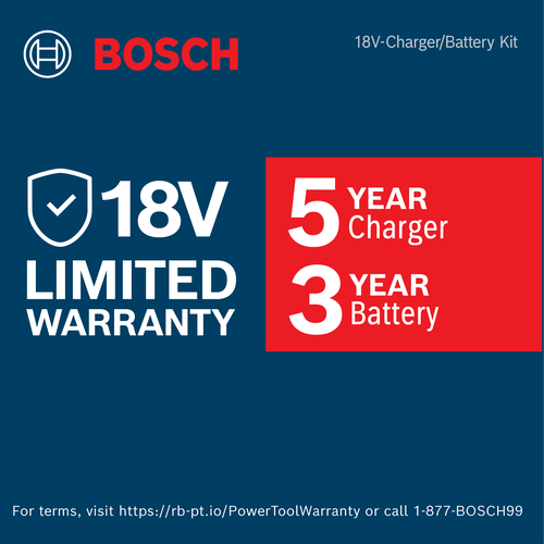 Warranty Image of Bosch GFP18V-10L12 18V Grease Gun Kit on a blue background
