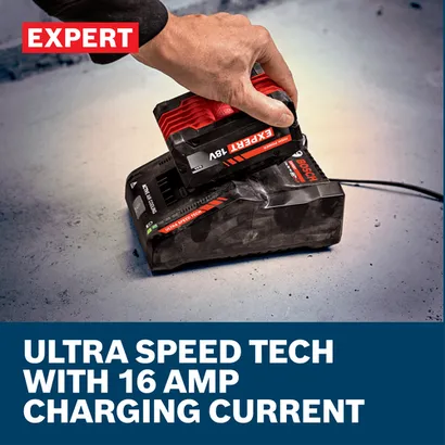 Web Image of Bosch EXAL18V-160 EXPERT 18V Lithium-Ion 16 Amp Battery Turbo Charger with features/application.