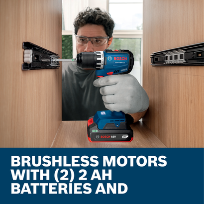 Web Image with worker using the Bosch GXL18V-28B22 18V 2-Tool Combo Kit with features.