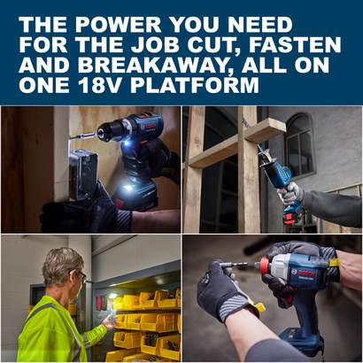 Web Image of Bosch GXL18V-498B22 18V 4-Tool Combo Kit with features and applications.