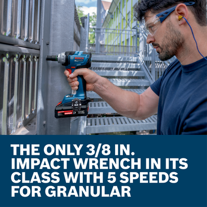Web Image of Bosch GDS18V-320 18V 3/8 In. Impact Wrench with application and features.