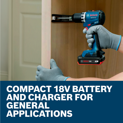 Web Image of Bosch GXS18V-29N12 18V Starter Kit with 2 Ah Battery and Battery Charger with features.