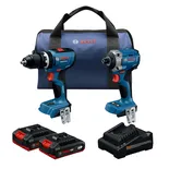 Product Image Dynamic of Bosch GXL18V-28B22 18V 2-Tool Combo Kit on white background.