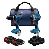Product Image Dynamic of Bosch GXL18V-28B22 18V 2-Tool Combo Kit on white background.