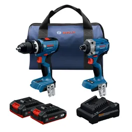 Product Image Dynamic of Bosch GXL18V-28B22 18V 2-Tool Combo Kit on white background.