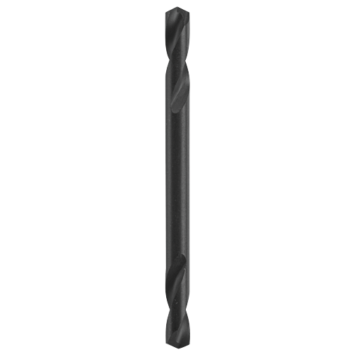 Black drill bit with spiral flutes and a cylindrical shank.