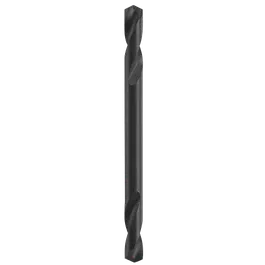 Black drill bit with spiral flutes and a cylindrical shank.