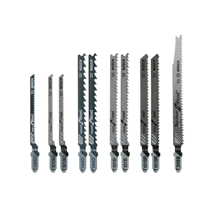 10 pc. T-Shank Jig Saw Blade Set for Extra-Clean Wood Cutting