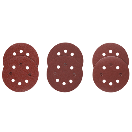 6 Piece Assortment 5 In. 8 Hole Hook-and-Loop Sanding Discs