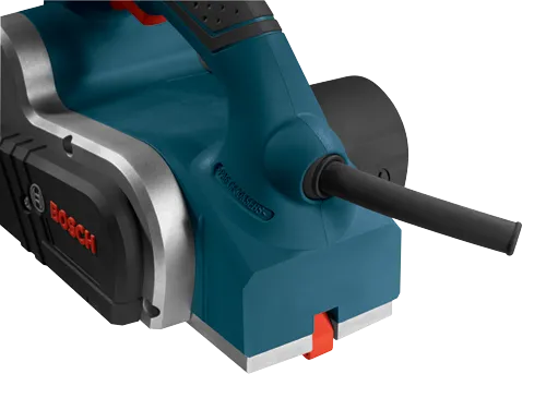 Herramienta cepilladora Bosch en verde azulado y negro con interruptor rojo.