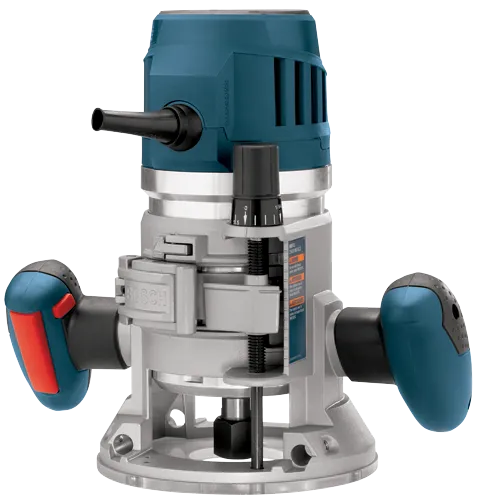 Bosch MRF01 2610003612 router con texto visible "ADVERTENCIA", "AVERTISSEMENT".