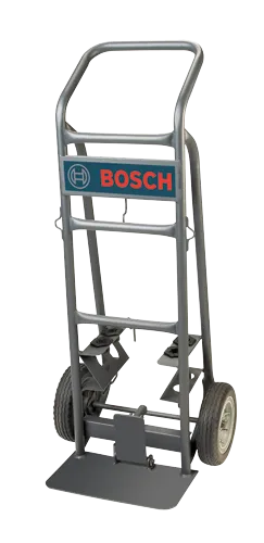 Carretilla BOSCH con ruedas. El logotipo es visible en la parte delantera.