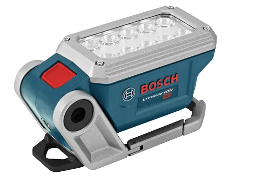 Bosch LITHIUM-ION 12V luz de trabajo con un botón rojo.