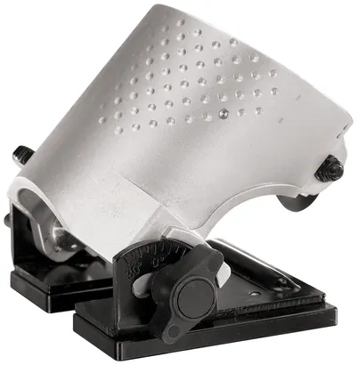 Herramienta metálica plateada y negra con un botón y una escala de 30° - 0° grados.