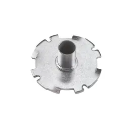 Disco metálico con tubo central y borde exterior dentado.