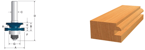 Broca de montante para bordear, con punta de carburo, 1-3/8" x 3/4"