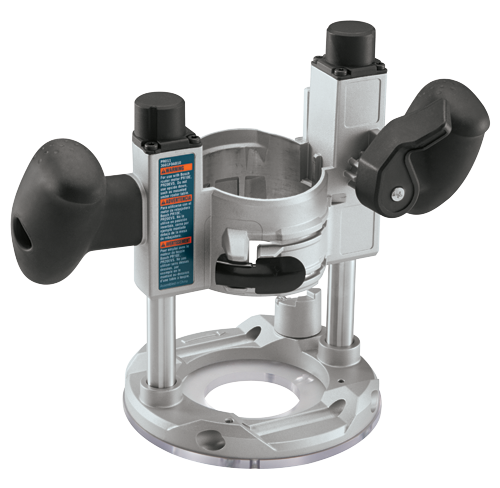 PR011 3601F0A810 router base, con texto "WARNING".