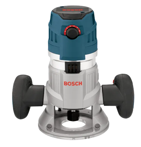 Router BOSCH con dial de ajuste y "BOSCH" en rojo.