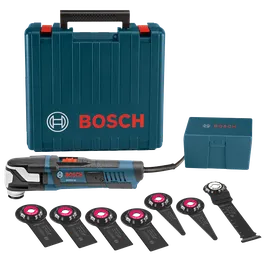 Kit multiherramienta Bosch GOP55-36 con hojas, dos maletas y logotipo "BOSCH".