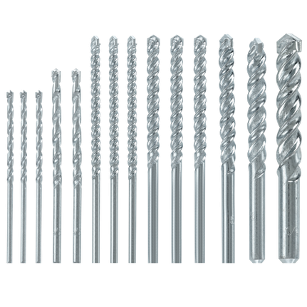 Set de brocas rápidas giratorias en espiral para mampostería, 14 piezas