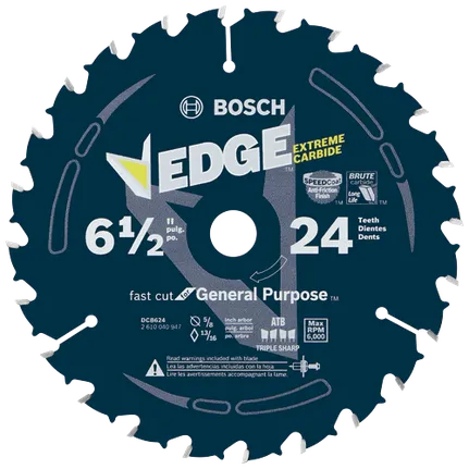 Hoja de sierra circular Edge para uso general, 24 dientes, 6-1/2"