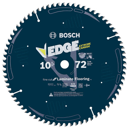 Hoja de sierra circular Bosch Edge de 10" y 72 dientes, para suelos laminados.