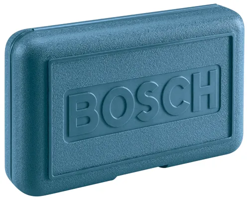 Caja azul Bosch con el nombre de la marca BOSCH en relieve.