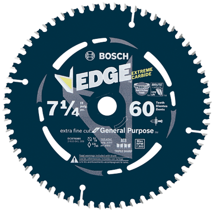 Hojas de sierra circular Edge para acabado fino, 60 dientes, 7-1/4", 5 piezas (al por mayor)