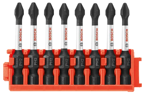 Brocas eléctricas de inserción Impact Tough™ P2 de 2" de Phillips® con clip para el sistema de maletín personalizable, 8 piezas