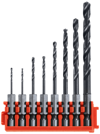 Brocas con óxido negro Impact Tough™ con clip para sistema de maletín personalizable, 8 piezas