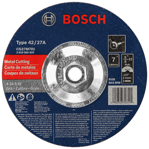 Disco de corte de metal Bosch Tipo 42/27A CG27M70, 7".