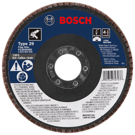 Disco abrasivo para amolado/combinado, calibre 60, tipo de eje 29, 4-1/2" 7/8"